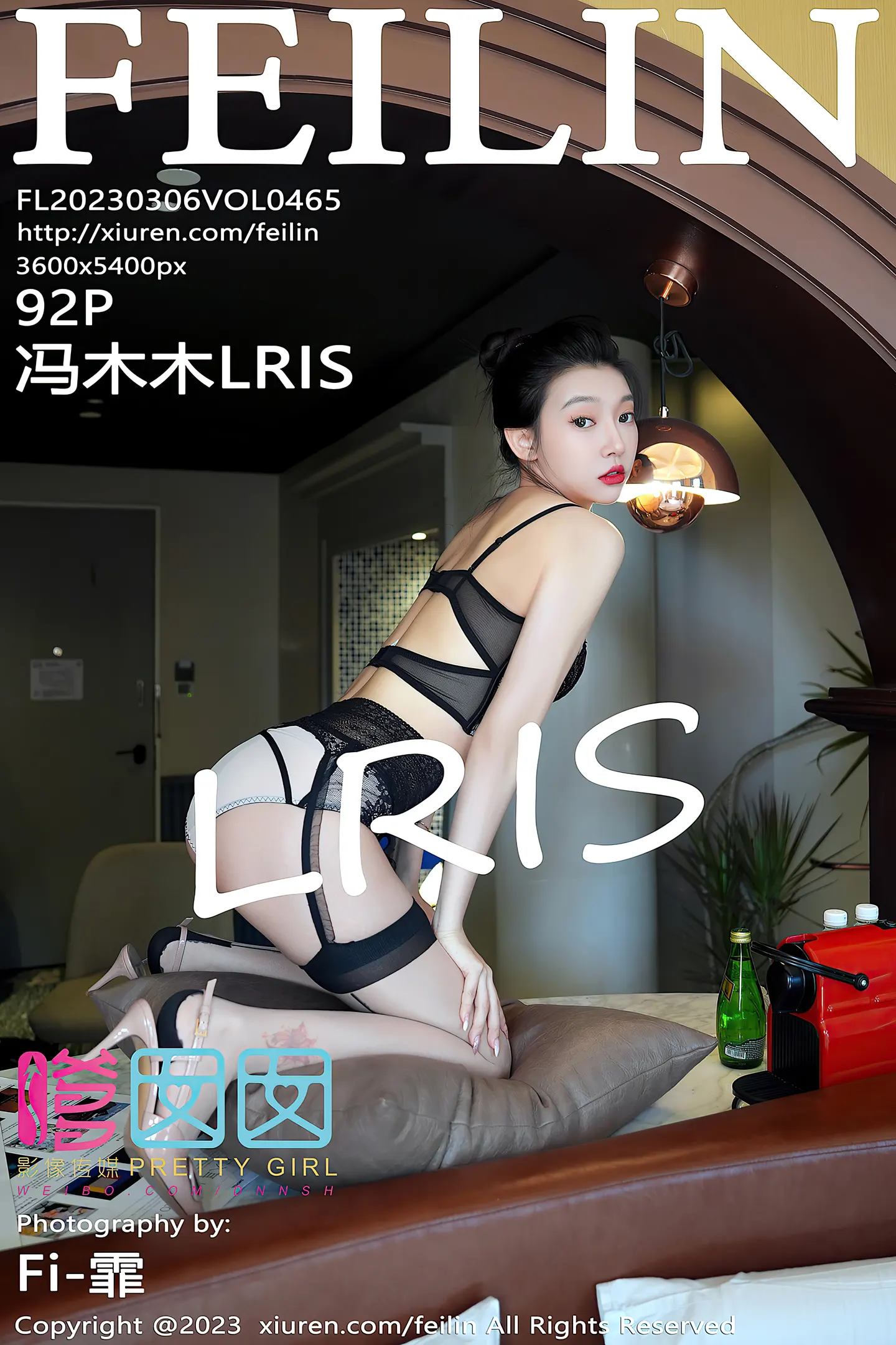 [FeiLin嗲囡囡]VOL.465_女神冯木木LRIS性感黑色情趣内衣配黑丝吊袜秀完美身材诱惑写真92P-秀人网 - XiuRen.Pro